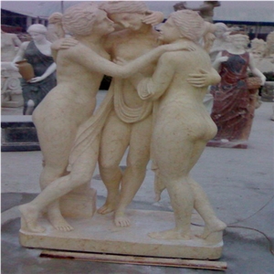 Dinglei European Character Stone Sculpture, Yellow Limestone Sculpture