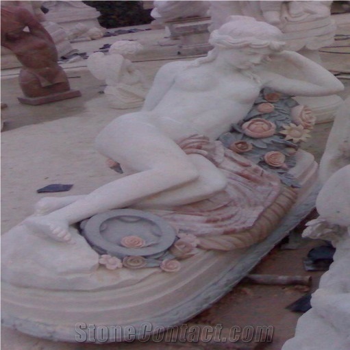 Dinglei European Character Stone Sculpture, White Marble Sculpture