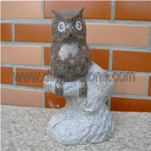 Dinglei Owl Stone Sculpture, Brown Granite Sculpture