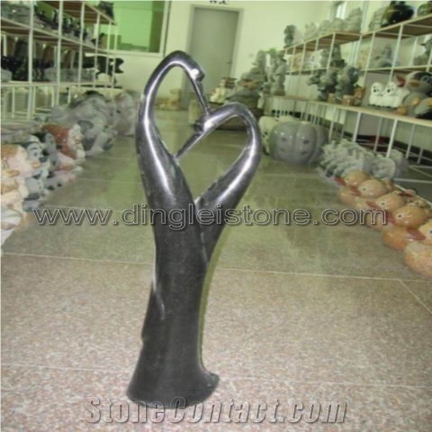 Dinglei Swan Stone Sculpture Black Granite Sculpture From China