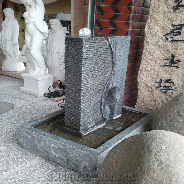 DL Stone Fountain ,Granite Fountain, Padang Dark Black Granite Fountain