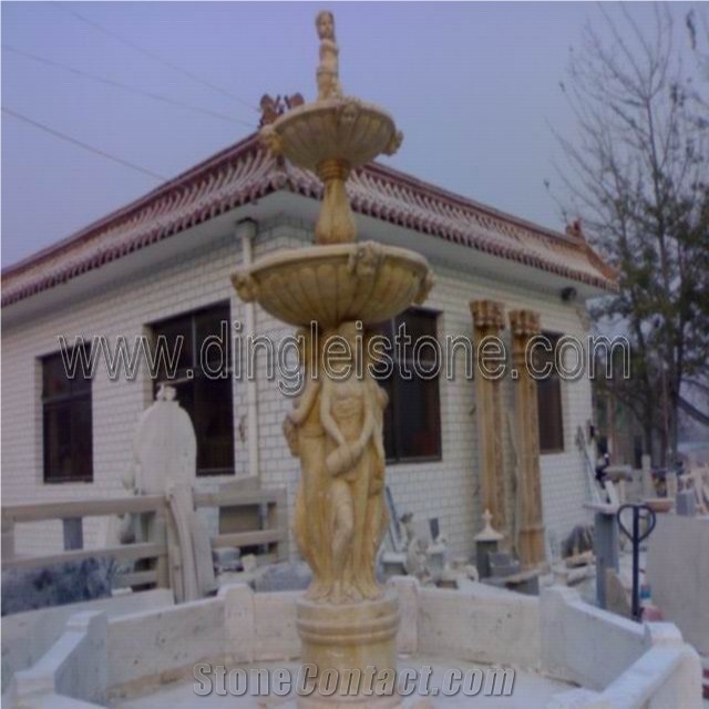 DL Stone Fountain, Sandstone Fountain, China Yellow Sandstone Fountain