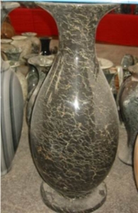 DL Stone Vase ,Brown Marble Vase, China Portoro Brown Marble Home Decor