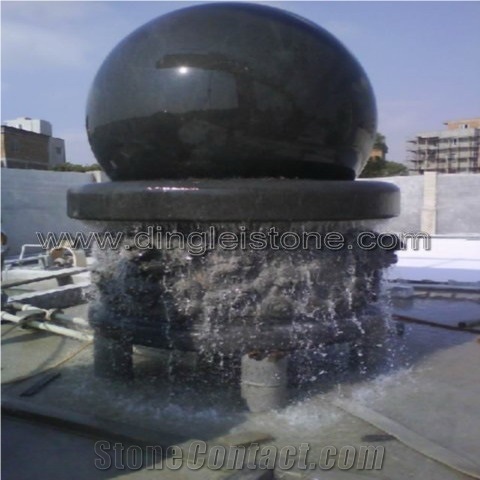 Granite Sphere Ball Fountain, Absolute Black Granite Ball Fountain