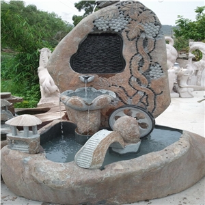 Natural Garden Stone, Red Granite Garden Stone