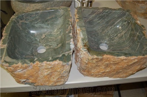 Stone Sink, Jade Green Marble Sink
