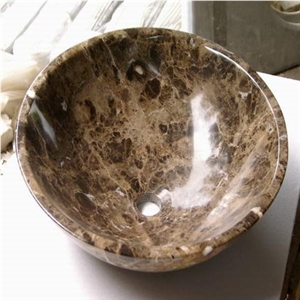 Stone Sink, Marble Sink, Dark Emperador Brown Marble Sink