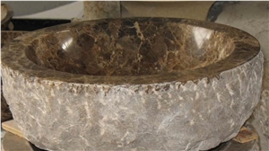 Stone Sink, Marble Sink, Emperador Dark Brown Marble Sink