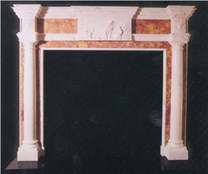 Good Quality Marble Fireplace Indoor Decration, Beige Marble Fireplace