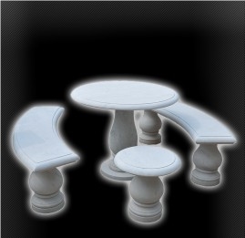 Exterior Marble Table Set, White Marble Table Set