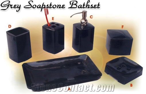 Stone Bathroom Accessories, Rainbow Teak Sandstone Bath Accessories