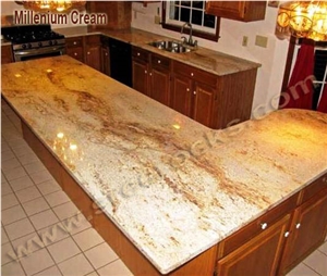 Millennium Cream Granite Countertops, Work Tops, Yellow Granite
