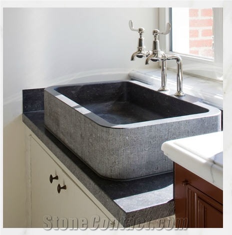 Belgian Bluestone Kitchen Sink, Grey Blue Stone