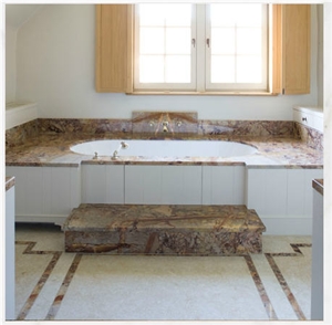 Sarrancolin Marble Bathtub Surround, Deck, Sarrancolin Opera Marble