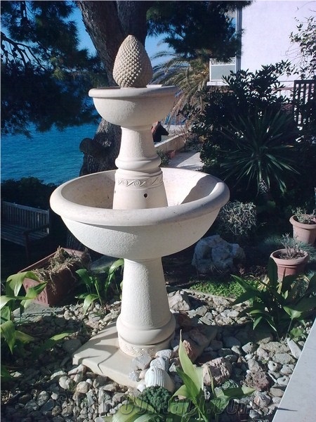 Seget Limestone Fountain, White Limestone