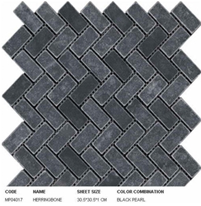 Black Pearl Herringbone Mosaic Patterns, Black Marble Mosaic Patterns