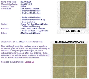 Raj Green, India Green Sandstone Slabs & Tiles