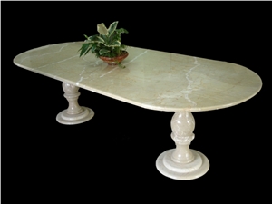 Beige Marble Table, Crema Marfil Beige Marble