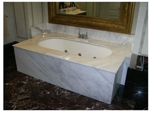 Bathtub Deck, Surround with Carrara Marble, Bianco Carrara White Marble