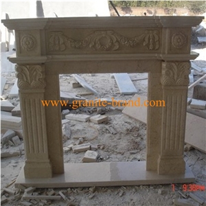 Beige Marble Fireplace