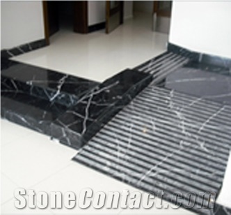 Marquina Black Marble Stairs, Nero Marquina Black Marble