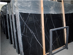 Black and White Marble Slabs, Marquina Black Marble Slabs