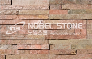 Natural Slate Stacked Stone Panel, Copper Brown Slate