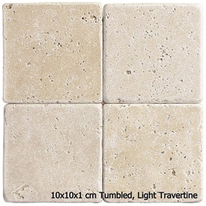 Small Tumbled Tiles, Denizli Beige and Noce Travertine