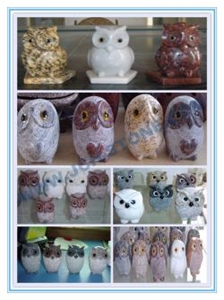 Natural Stone Carving Owls Granite Artifacts & Handcrafts
