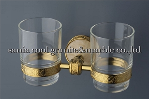Marble Bathroom Accessories,Double Glass Holder