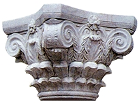 Column Capital Sculpture, Grey Granite Column Capital