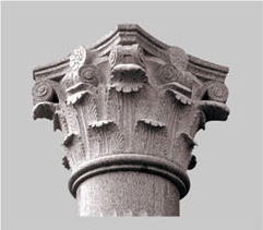 Column Capital Sculpture, Grey Granite Column Capital