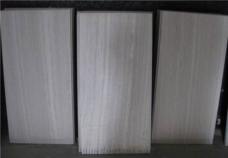 White Wooden Grain Marble Tiles, China White Marble