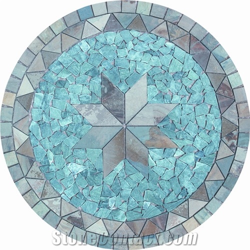 Slate Mosaic Medallion ZXP09, Grey Slate Mosaic Medallion