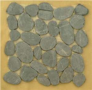 Black Marble Slice Pebble Mosaic Tile