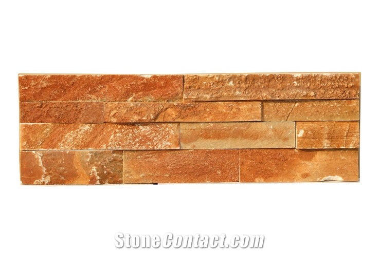 Stacked Stone Panel, Red Slate Stacked Stone