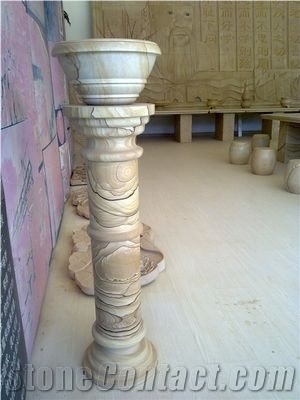 China Yellow Sandstone Pedestal Column