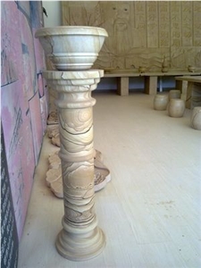 China Yellow Sandstone Pedestal Column