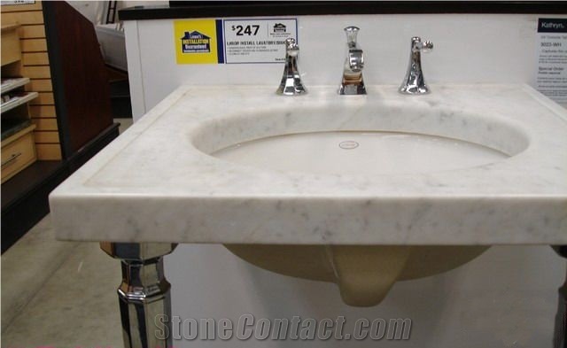 White Marble Bathroom Vanity Top