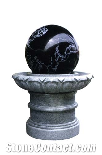 Natural Stone Sphere Ball Fountains, Yellow Granite Ball Fountains