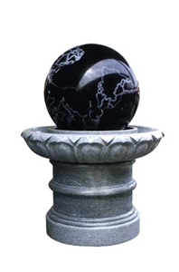 Natural Stone Sphere Ball Fountains, Yellow Granite Ball Fountains