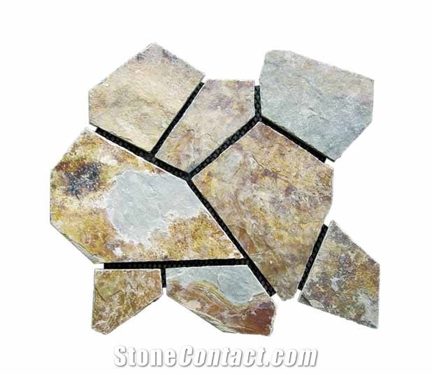 Slate Landscaping Stones CS-008, China Multicolor Slate Flagstone