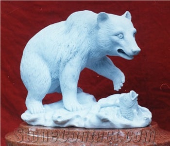 Animal Bear Stone Statue, Brown Granite Statue