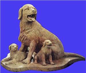 Animal Dog Stone Statue, Beige Granite Statue