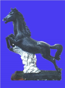 Animal Horse Stone Statue, Black Granite Statue