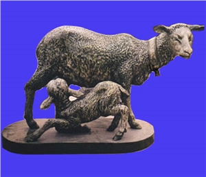 Animal Sheep Stone Statue, Grey Granite Statue