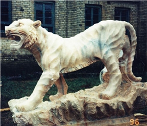 Animal Tiger Stone Sculpture, Black Granite Sculpture