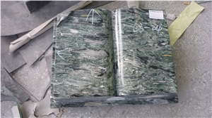 DL Stone Book Grave Stone, Sea Wave Green Granite Slant Grave