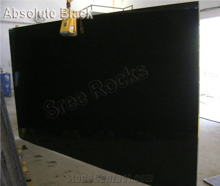 Absolute Black Granite Slab, Nero Assoluto India Black Granite Slabs
