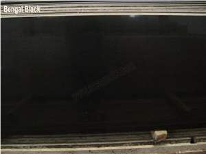 Absolute Black Granite Slab, Nero Assoluto India Black Granite Slabs